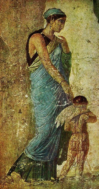 romersk vaggmalning me3d kvinna i grekisk drakt, unknow artist